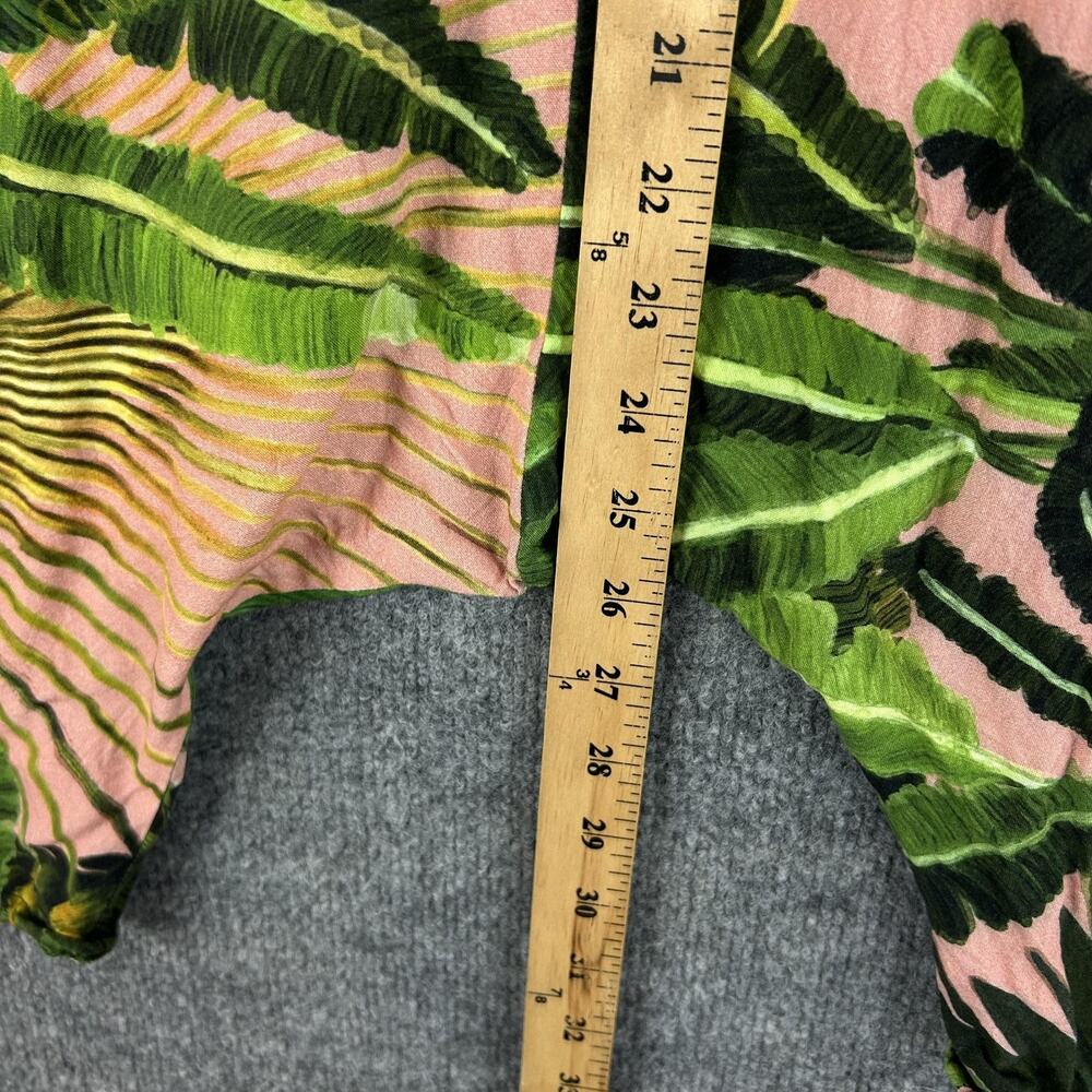 Farm Rio Pants Small Tropical Leaf Harem Relaxed Green Travel Boho Summer Resort - Picture 9 of 11